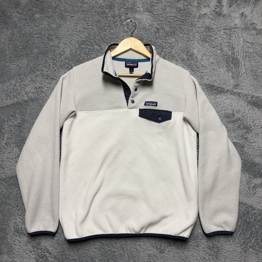 Patagonia Pullover Womens M Gray White Synchilla Snap-T Lightweight Fleece